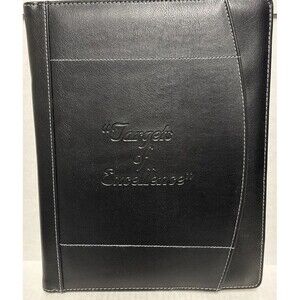 Black Faux Leather Targets Of Excellence Pad Folio Holds 8.5” X 11” Notepad